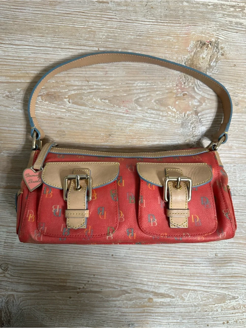 Vintage Dooney and Bourke Y2K Pink Rainbow Monogram Purse Coated Canvas - Picture 6 of 15